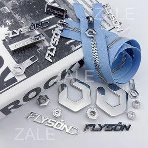 High Quality Zinc Alloy Metal Full Zip Puller Jacket Accessories Bags with Auto Lock Zipper 3M Slider Y Teeth Customized Logo