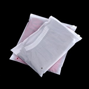 Biodegradable Custom Logo Slider Frosted Clothing Bags Transparent Packaging Zipper Lock Plastic Clear Plastic Bag with Zipper