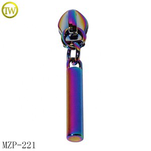 Custom logo Metal Zipper Pull Design Handbag rainbow Metal Puller Slider for Jacket