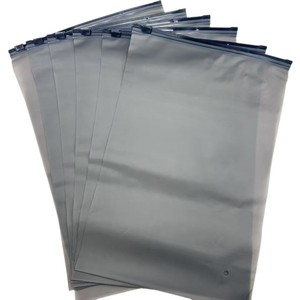 Custom Logo CPE Gray Frosted Zipper Bags, Biodegradable Waterproof Plastic Slider Zipper Closure Clothing Storage Bags