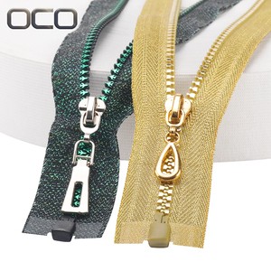 OCO Factory Wholesale Custom Finished Gold Zipper 5# Resin Zipper Open End Plastic Zippers for Jacket Clothing Accessories