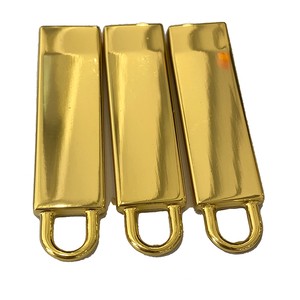 High Quality Shinny Golden Square Metal Zipper Slider New Style Custom Size Puller for Handbags and Backpack Accessories