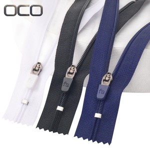OCO Factory Auto Lock Zipper 3# Nylon Zipper Custom logo Sliders for Bag Zipper Clothes