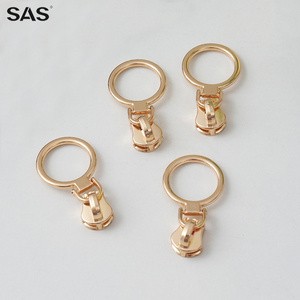 SAS Wholesale Factory Price Zipper Round Puller Can Custom Logo Metal Zipper Heads for Garment Bag