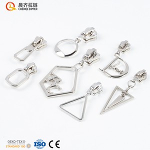 Wholesale Custom Wireframe Shape Zipper Pulls Circle Triangel Square Star Plating Silver Zipper Slider Pulls for Clothes