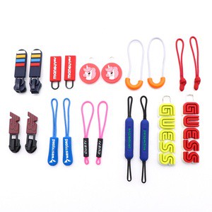 Manufacturer Custom Made Logo Cartoon Rubber Zipper Pull Tabs Colorful Cute Design Soft Pvc Zipper Pulls for Bags Clothes