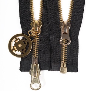 Two-Slider Open End Metal Zipper with Brass Teeth for Clothing & Bags Zipper with Zip Slider