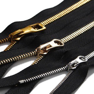 Brass 3# 5# 8# Metal Zipper Semi-Auto Lock Slider for Clothing Jackets Leather Bags Wallets Backpacks Garments Shoes Closed End