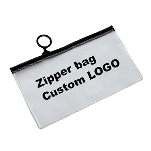 High Quality Custom PVC Zipper Bag with Finger Ring Plastic Resealing Ziplock Packaging Bag Slider Zipper Bag with logo