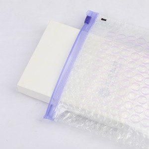GLOSSIER PE Plastic Bubble Zip Pouch Makeup Cosmetics Bag Brand New 8.5X 7 with Purple Slider