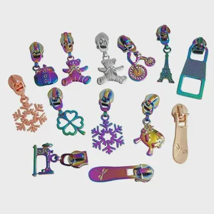 Handbags Colorful Hot Selling Slider With Ring Fancy Decorative Custom Zipper Head Slider Zipper Puller Metal