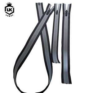 Lanke Black PU Tpu Pvc Reflective Waterproof Zipper Reversible Silver Double Middle Reflective Strips Zipper Roll & Strip Made