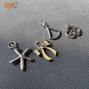 Custom Logo Metal Zip Puller for Handbags and Clothing Irregular Name Tag Zipper Pull with Heart Pattern Garment Zipper Slider