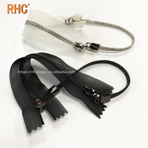 #5 Black Transparent Brass Zipper Mesh Tape Two Way Close End Decorative Metal Chain Metal Zipper for Garment / Bag