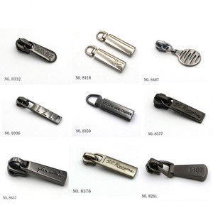 Quality Brand Name Engraved Metal Zip Pull Gunmetal Black Zipper Puller 5# Slider Zip Pull Tab Charm Bag Garments Accessories