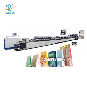 8 Sides Sealing Plastic Bag Making Machine Slider Zipper Punching Coffee Snack Sugar Bread Block Bottom Pouch Bag Making Machine