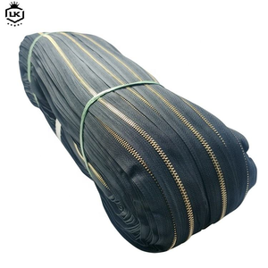 Lanke Long Chain 5# Metal Zipper Roll Continuous Brass Zip Golden Teeth Metal Zipper No 5 Y Teeth Gold Metal Zipper in Rolls