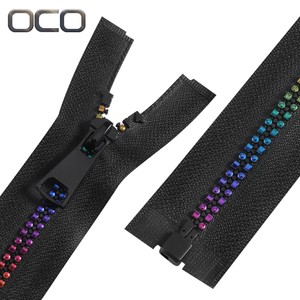 OCO Custom New Design Plastic rainbow Zipper 5# Resin Zipper Detachable Vislon Zipper for Jacket Clothing Accessories
