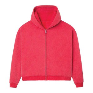 Custom 100% Cotton Oversized Heavyweight Hoodies Men Oversized Drop Shoulder Vintage Wash Double Slider Zipper Hoodie For Men's