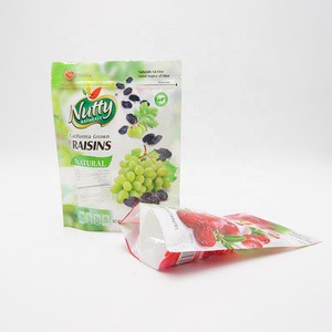Custom Printing Raisin Dried Strawberry Food Plastic Packaging Bag Snack Dried Fruit Food Packaging Stand up Zipper Bag