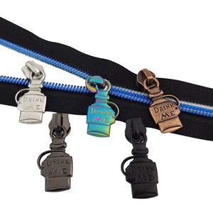 Luxury #5 Red Bronze Zipper Pull Custom Nylon Zipper Slider Head Metal Zipper Puller for Jacket