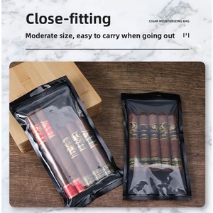 Custom Logo Printing Cigar Wrap Slider Zip Lock Tobacco Plastic Bag Cigar Humidor Bag Zipper Packaging Pouches