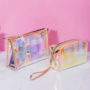 Factory Direct High-End Portable Storage Bag Transparent Iridescent Laser-Engraved Makeup Case Customizable Logo for Daily Use