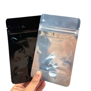 Sealable Heat Seal Barrier Bag White Mylar Clear Front Smell Proof Resealable Stand up Pouches with Ziplock for Liquid Solids