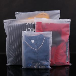 Custom Frosted Zipper Ziplock Package Bag Transparent Clothing Zip Lock Ziplock Bags for Clothes Packaging