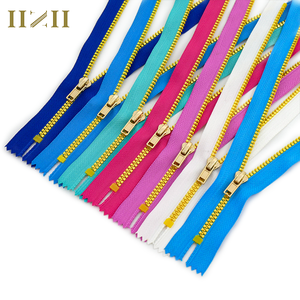 High Quality Custom Length #2 Gold Teeth Close End Metal Zipper for Clothes Auto Lock Slider Colorful Zippers