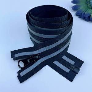 Black Nylon 5# Reflective Tape Open-End Zipper Pulls Sustainable Shoe and Bag Zipper Slider Rainbow Zipper Puller on Sale