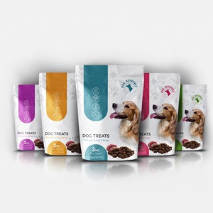 Colorful Moisture-Proof Zipper Lock Aluminum Heat Sealed Resealable Flat Bottom Packaging Bag for Cat Dog Pet Food Snack Treat
