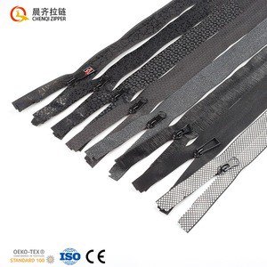 Custom Fashion Trend Waterproof Zipper Nylon Reverse PU Laser Stripe Silk Check Waterproof Zipper