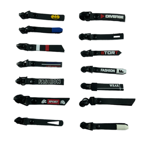 High-quality Custom logo Labels Leather Nickel-plated Nickel-free Zipper Sliders Brand Waterproof Nylon PVC Bags Clothing