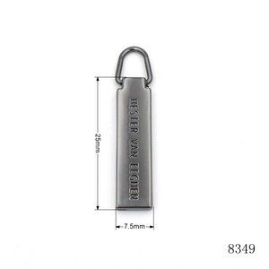 Gun Metal Finish Metal Zinc Alloy logo Engraved Puller Tag Metal Zipper Puller Accessoires