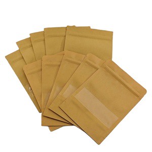 Custom logo Kraft Paper Bag Window Resealable Zipper Top Sugar Baby Food Kraft Food Paper Bag for Sale