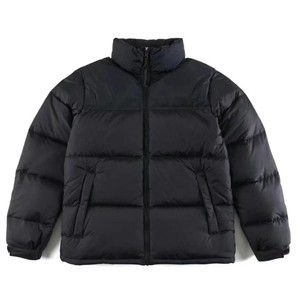 Custom Men's Winter Canvas Windbreaker Puffer Jacket with Slider Hood Casual High Street Style Zipper Closure Contrast Color