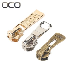 OCO New Design Gold 3# 5# 7# Metal Zipper Slider Custom Logo Puller Zipper Head Manufacturers for Jacket