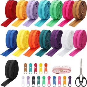 OCO Manufacture Hot Selling 15 Color Zipper Rolls Slider Set Ready-Made Plastic Zipper