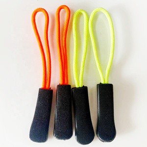 S010# Custom Logo PVC Fluorescent Orange Rubber Zipper Puller Cord Plastic Drawstrings for Garments Fluorescent Orange Zipper