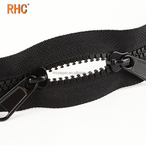 High Quality No.5 Double Puller Slider Zipper Closed-End Non-Lock for Vislon Resin From Zipper Factory