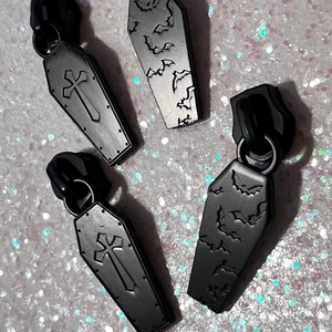 Oco Custom Size Matte Black Zipper Puller Double Sider #5 Pull Batty Coffin Handbag Garment Clothing