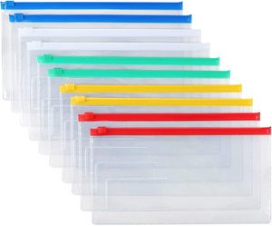 Plastic Envelopes PVC Zip Clear Slider Zipper Pouches File Folders A4 Letter Size for School and Office
