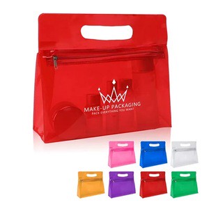 Fashionable pink Pvc Clothing Packaging Plastic Zipper Bag Pouch Cosmetic Makeup Zip Lock Slider Bags Customized logo