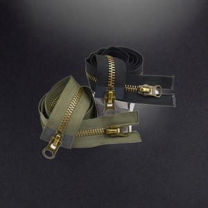 8# Garment Zipper Close Ended Double Slider Open Ended Auto Lock Black Color Silver Teeth Metal Copper Zipper for Clothing