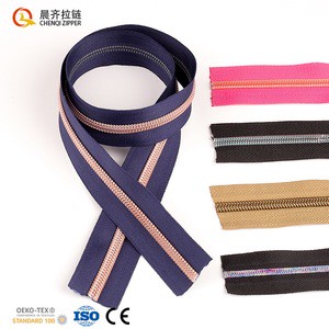 High Quality Custom 5# rainbow Iridescent Nylon Teeth Color Tape Coil Long Chain Zipper