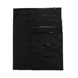 Customized Recyclable Black Color Zipper Bag Zip Slider Self Sealing Black Color Plastic Packaging Bag For Clothing