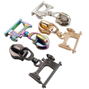 Multiple Color Sewing Machine Shape Metal Zipper Puller Custom #5 Zipper Slider Non-lock Bags Zipper Head
