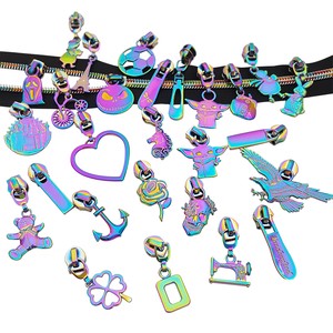 Hot Sale Classic Style Clothing Rainbow Color Metal Zipper Puller Custom Waterproof Zipper Slider