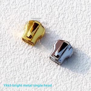 For Dfnt2 Model No. 5# Light Gold Metal Closed-end Zipper Auto Lock Slider Special Electroplated Bright White Copper Puller for